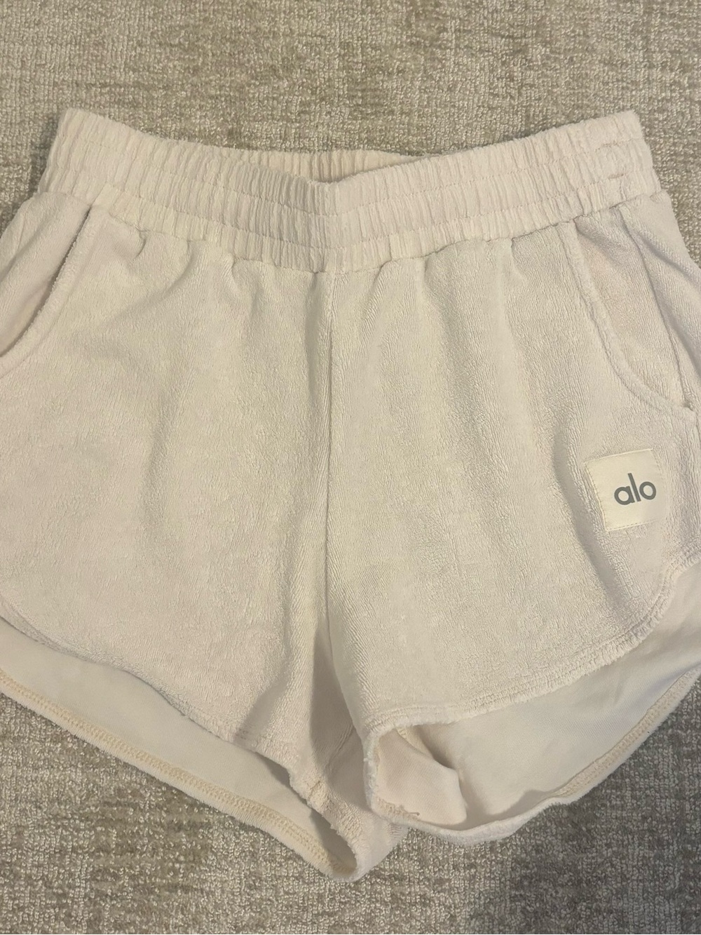 ALO Yoga Cream Terry Lounge Shorts